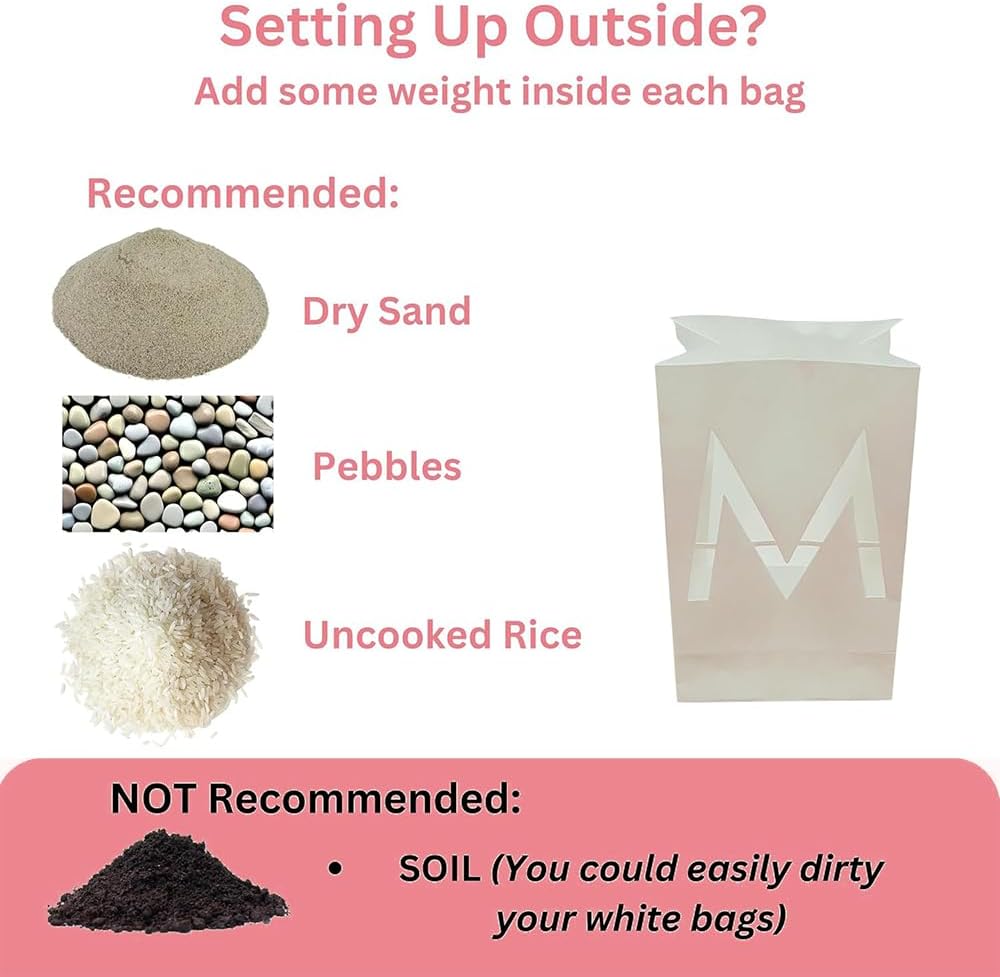 I Love You Light Up Letters with Tea Lights Candles and Rose Petals Included - Luminary Paper Bags to be Used as Anniversary Decorations and Valentines' Day Decorations for Your Loved One