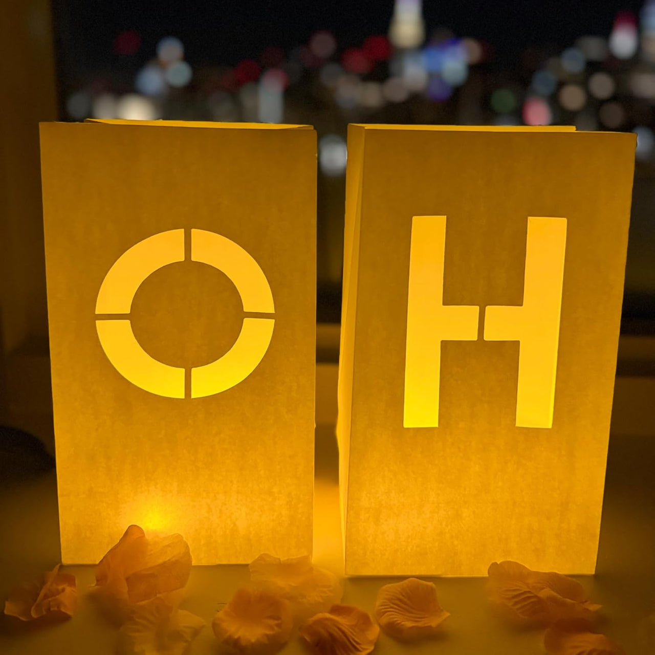 “OH Baby” Light up Letters with Tea Light Candles and Rose Petals Included | Luminary Paper Bags to be Used as Pregnancy Announcement Baby Announcement Baby Reveal Ideas