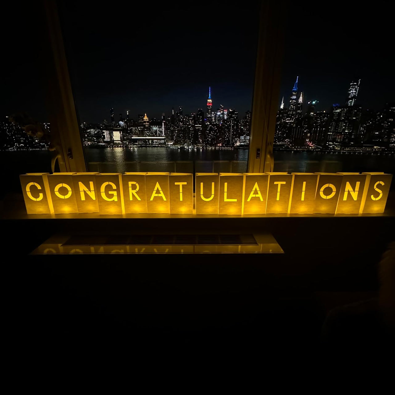 "Congratulations Decorations Light up Letters with Tea Lights Candles and Rose Petals Included - Luminary Paper Bags to be Used as Congratulations Banner and Congrats Banner for Your Loved One