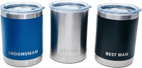 10oz Stainless Steel Tumblers with Lids - Set of 3 Engraved Groom, Best Man, Groomsman - Hot or Cold Drinks - Dishwasher Safe