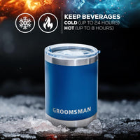 Groomsmen gifts- set of 2 Groomsman 10oz stainless steel tumblers/Mugs for hot or cold drinks- Can be used as bachelor party gifts from the groom, or a gift for the groom from the bride