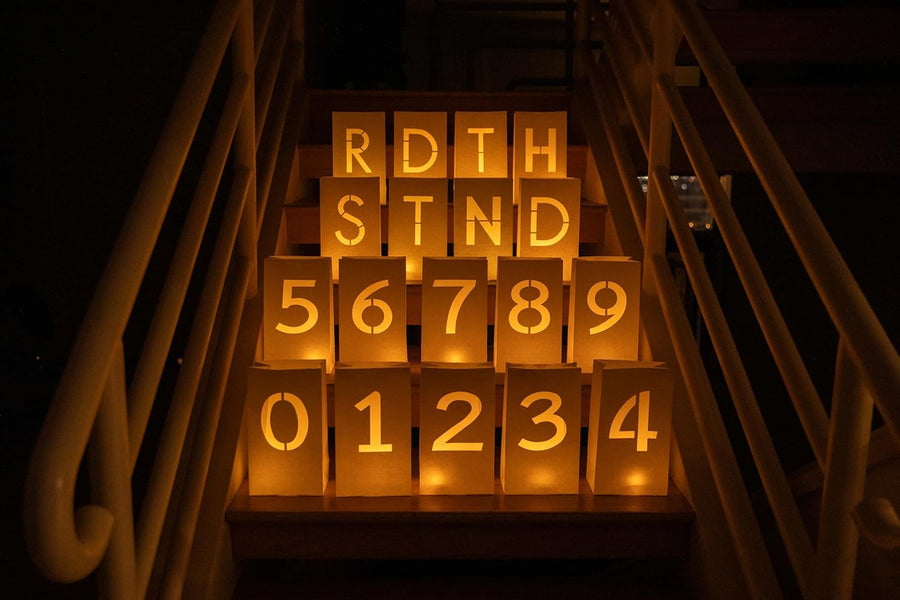 "26 Numbers & Letters Luminary Bags with Tea Light Candles to Light Up Letters Perfect for Any 40th Birthday Decorations for Men or 50th Anniversary Decorations and Creates Personalized Signs