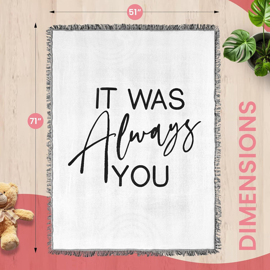 It was Always You Woven Blanket Super Soft Throw Blanket, Wedding Proposal Decorations for Outdoor, Proposal Tapestry Marry Me Sign, Ideal for Engagement Party Decoration, 51x71 in.