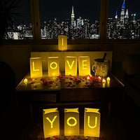 I Love You Light Up Letters with Tea Lights Candles and Rose Petals Included - Luminary Paper Bags to be Used as Anniversary Decorations and Valentines' Day Decorations for Your Loved One