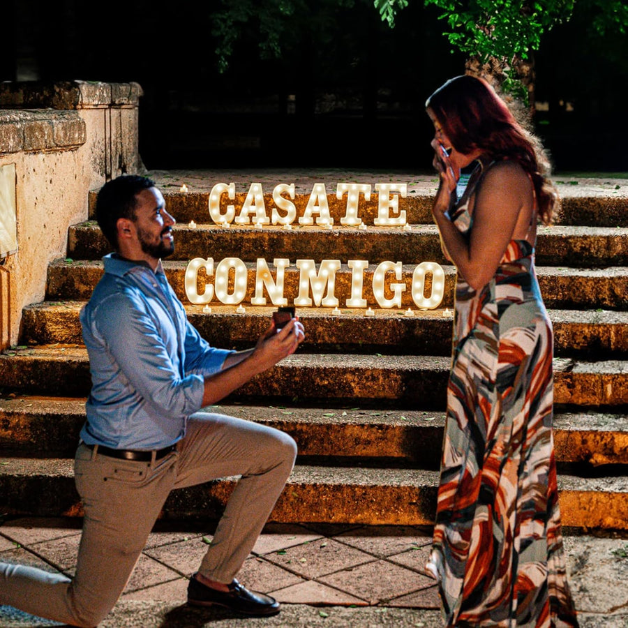 Casate Conmigo Marquee Letters| Marry Me Light Up Letters in Spanish | Will You Marry Me Sign| Proposal decorations