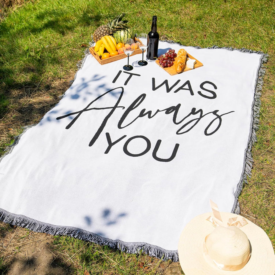It was Always You Woven Blanket Super Soft Throw Blanket, Wedding Proposal Decorations for Outdoor, Proposal Tapestry Marry Me Sign, Ideal for Engagement Party Decoration, 51x71 in.