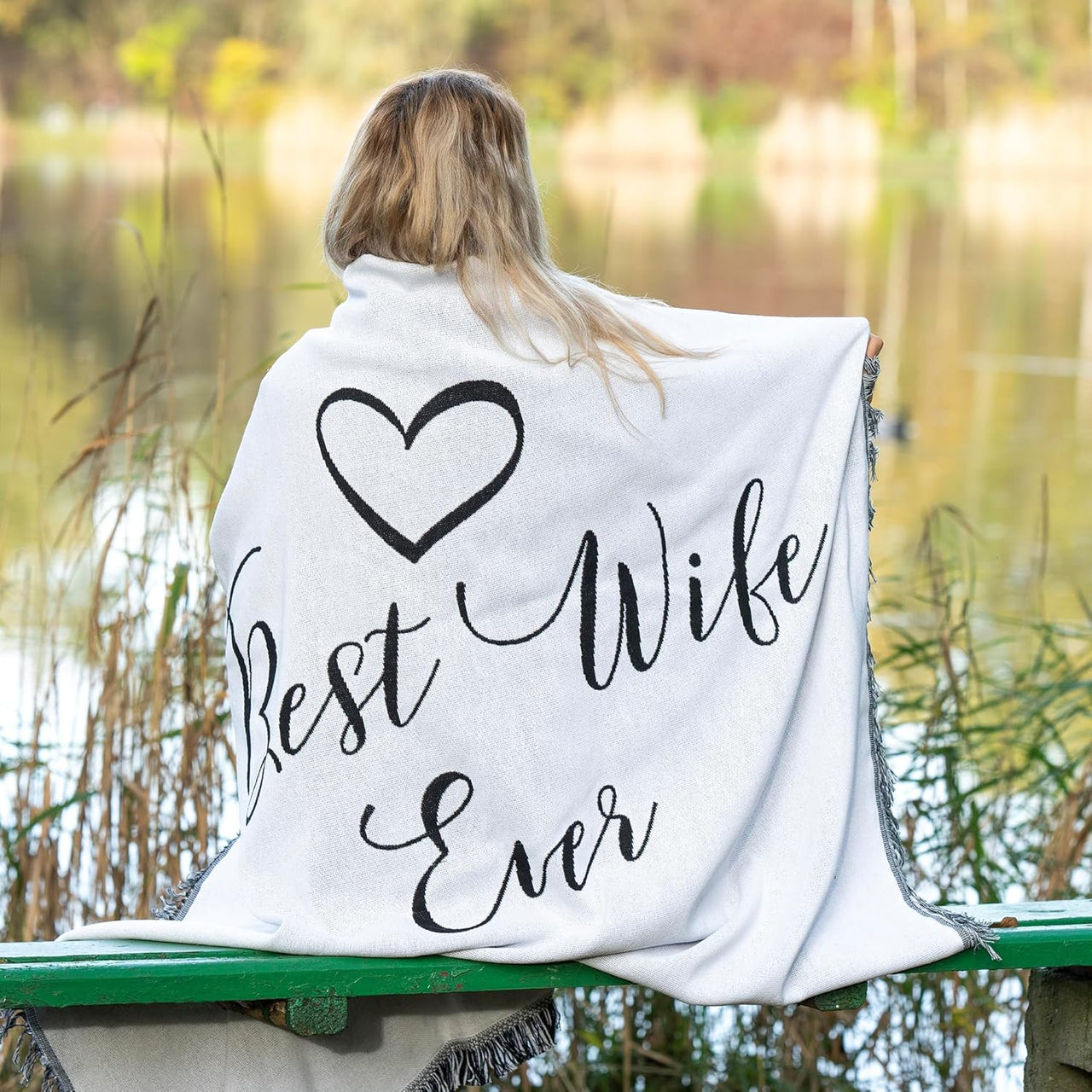 Best Wife Ever Woven Blanket, Super Soft Throw Blankets, Cotton/Polyester Blend Wifey Blanket from Husband, Ideal for Women, Valentine’s Gifts, Best Wife Gift Ever, 51x71 in.