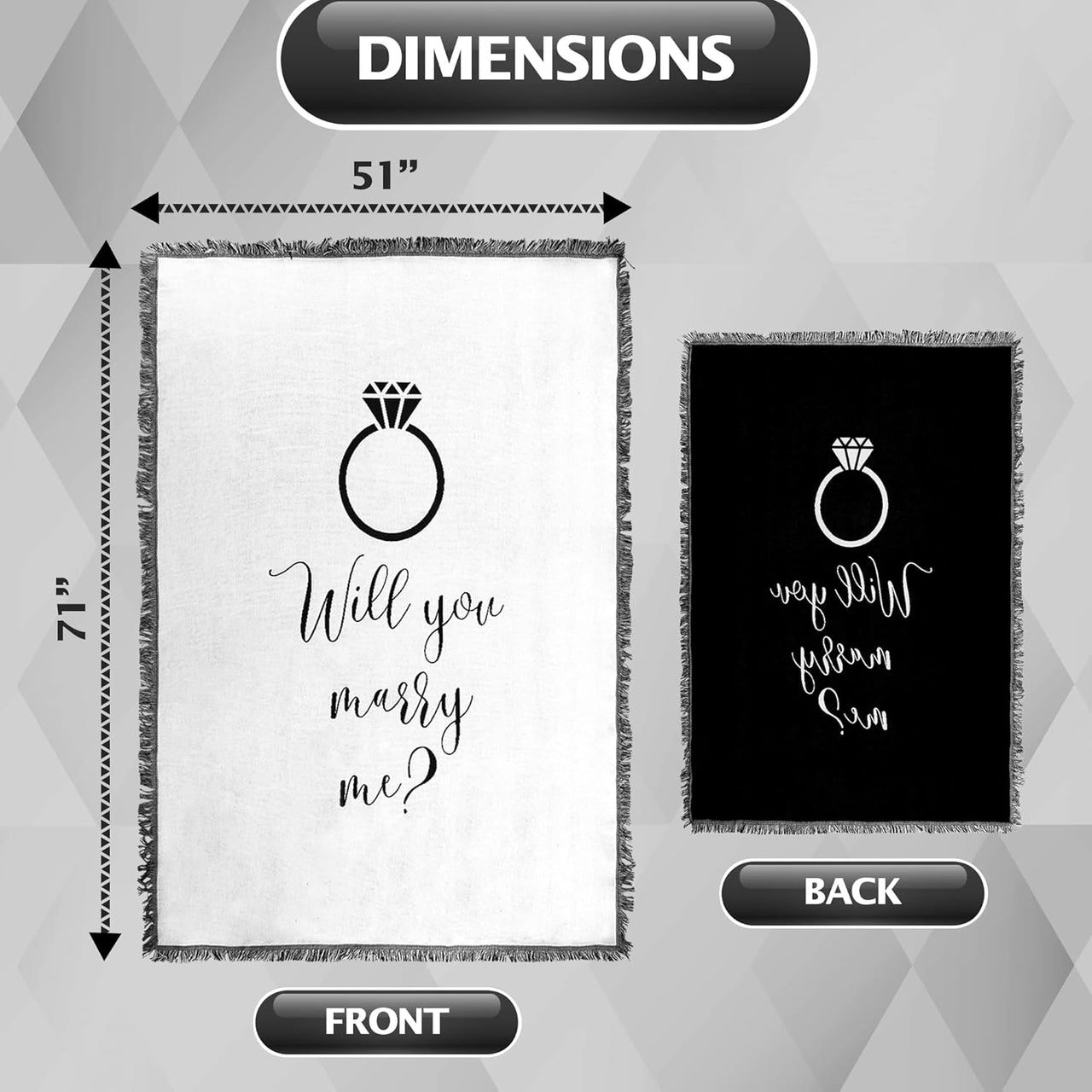 Will You Marry Me Woven Blanket Super Soft Throw Blanket, Wedding Proposal Decorations for Outdoor, Proposal Tapestry Will You Marry Me Sign, Ideal for Engagement Party Decorations, 51x71 in.